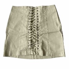 HM Skirt 4 Lace Up Beige Khaki