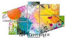 QUADRI MODERNI ASTRATTI COLORATO PARTICOLARE DIPINTO A MANO ARREDO DIVANO LETTO