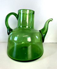 CARAFFA VINTAGE BROCCA VERSATOIO VETRO SOFFIATO VERDE Empoli TOSCANA ANNI 40/50