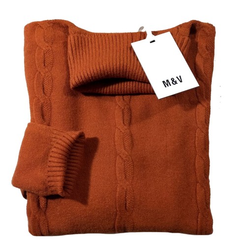 Maglione donna trecce cognac