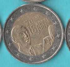 FRANCIA 2 EURO commemorativa 70 ANS APPEL 18 JUIN 1940-2010, SPL #m1291