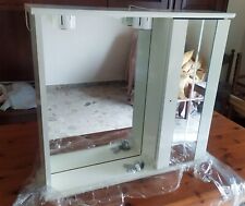 SPECCHIO BAGNO IN LEGNO COLORE BIANCO 1 SCOMPARTO CON DUE LAMPADE - NUOVO