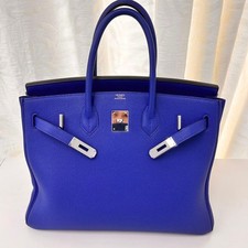 Hermes Birkin 35Togo Blu Elettrico Argento Ferramenta X Timbro Mai Usato