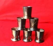 SEI PORTABICCHIERI BICCHIERINI IN METALLO SILVER PLATED? ACCIAIO BRUNITO?