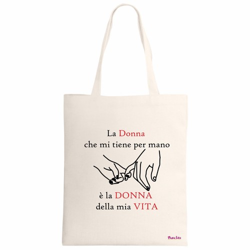 Borsa ecru 34x39 scritta - ecru,
