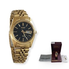 Orologio Vintage Seiko Quartz 3Y03 Tono Oro Donna Quadrante Nero con Scatola e Link