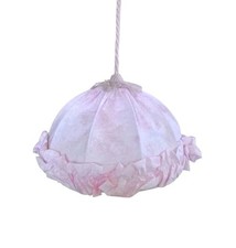 Lampadario In Stoffa Rosa Bianco 1 LUCE Da Cameretta Bambina shabby chic 40 Cm