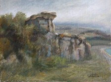 LUCIO STATTI - DIPINTO OLIO SU TELA - IL TEMPIO DI GIOVE - QUADRO 18 x 24