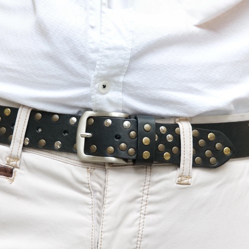 Cintura pelle nera con - in,