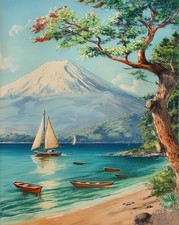 Poster montagna barca a vela -