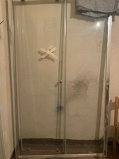 Elegante porta doccia nicchia fisso + scorrevole vetro trasparente 195 h x 116