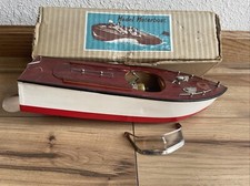 * RARE VINTAGE MSK MODEL MOTOR BOAT WOODEN TOY JAPAN With Original Box
