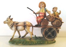 Statuina Presepe Vintage Il Pastore con Bambino sul Carretto 