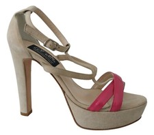 LE CROWN Shoes Beige Pink High Heels Open Toe Ankle Strap Sandals EU37 / US6.5