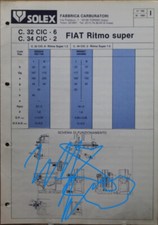 scheda carburatore solex 32 34 fiat ritmo super auto epoca 1300 1500