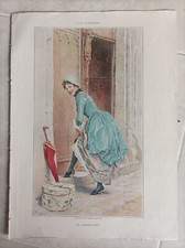 1892 La Giarrettiera bella stampa a colori tratta da Figaro' Illustre Kaemmerer