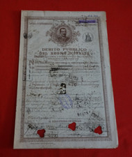 Debito pubblico del Regno D'Italia 1907 Vittorio Emanuele III CERTIFICATO 3,75%