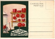CARTOLINA PUBBLICITARIA PADELLE ACCIAIO PORCELLANATO ATLANTE