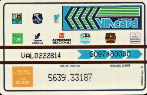 Scheda tessera viacard - scheda,
