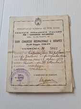 Antico passaporto italiano originale -1938 PEREGRINATIO ROMANA AD PETRI SEDEM RARO