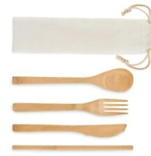 Set posate riutilizzabili in bamboo in custodia