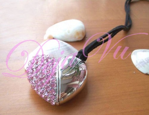 4gb pink crystal heart usb - crystal,