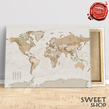 QUADRO MODERNO MAPPAMONDO MAP WORLD Stampa su Tela ALTA' QUALITA' ARTE
