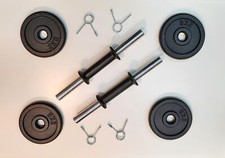 Manubri Coppia 35 MM Cromati + 4 Dischi In Ghisa Da 2 Kg Totali 8 kg Foro  25 mm