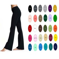 Pantaloni yoga svasati donna bootcut vita alta pieghevoli cotone spandex 36" cuciture interne
