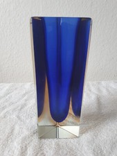 Vintage Murano Massive Glas Vase Sommerso Technik um 1960, Dreieckig Triangular