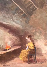 Dipinto Olio su Tavoletta La Maglia Guido Guidi cm. 35 x 50