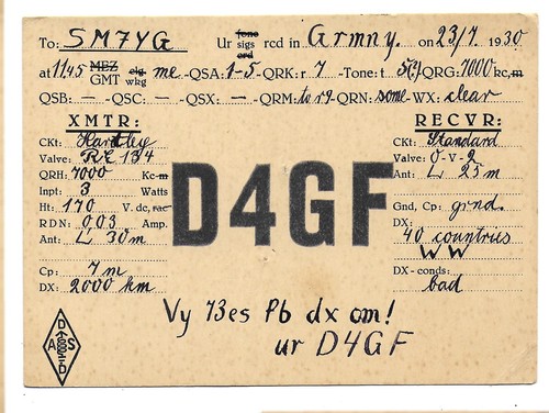 Qsl radio d4gf germany ham - qsl,