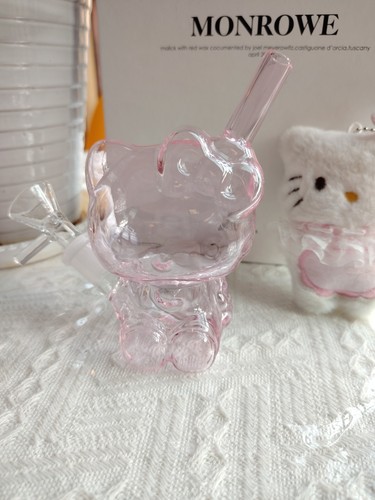 Pink cute kitty glass - cute,