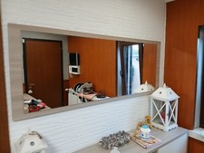 SPECCHIO CON CORNICE IN ROVERE SBIANCATO 70×180