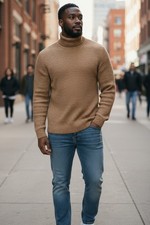 STILL ABBIGLIAMENTO MAGLIONE UOMO COLLO ALTO  TINTA UNITA LEGGERMENTE AVVITAT...