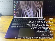 PC Notebook VAIO SX14 VJS146 Winning Color 13th i7 evo 16G Touch d726