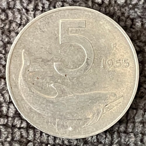 Moneta lire 1955 delfino - 5,