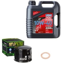 Kit filtro olio BMW K 1200 S ABS K12S/K40 2008, LIQUI MOLY 10W-40 Race 4L, HiFlo