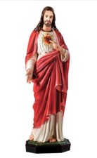 STATUA DI GESÙ SACRO CUORE OCCHI IN VETRO CM 85 IN RESINA 