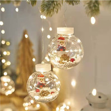 PALLINE Natalizie Trasparenti LED fiocchi neve Babbo NATALE Decorazioni Albero