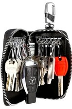 Portachiavi in Pelle Marrone Unisex con 12 Ganci.Portafoglio Borsello X Chiavi