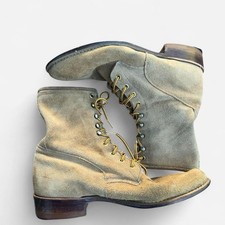 Stivali stringati in pelle