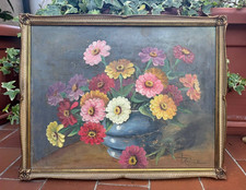 ANTICO DIPINTO AD OLIO - NATURA MORTA FIORI - XIX SEC.  FIRMATO "P. CASTOLDI"