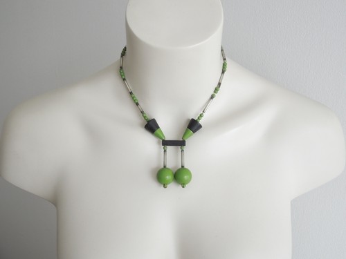 Collana vintage legno - collana, verde