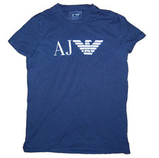 Giorgio Armani Jeans Uomo Elegante Small Nero S/S T-Shirt Vintage Logo AJ GA