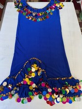 Abito da danza del ventre blu reale, abito Melaya da ballo con perline fatto ...