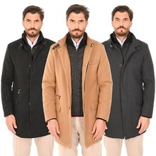 Cappotto Uomo Invernale Slim Nero Grigio Giaccone Cappottino Elegante Giubbotto 