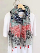 Sciarpa scialle donna blu nero