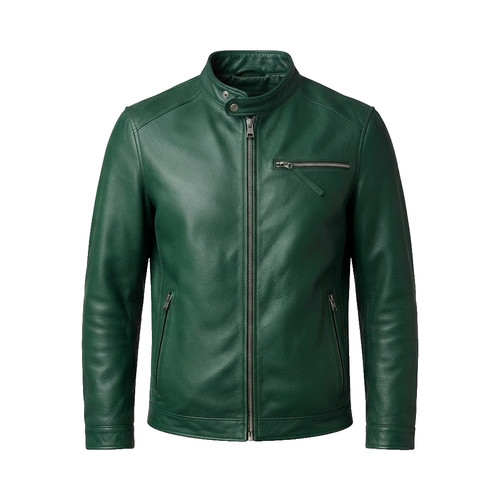 Giacca pelle verde uomo - , slim