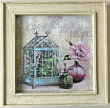 Set 2 Quadretti in legno Boutique & Jardin cm 32.7x32.7 H2.10